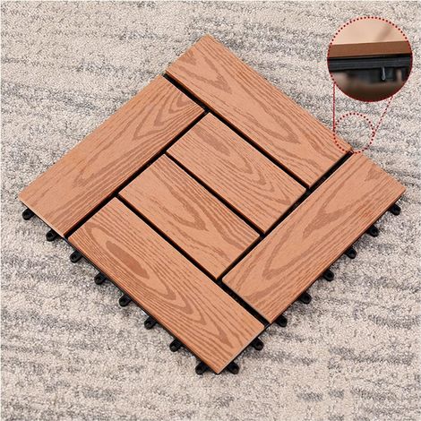 WPC floor tiles are waterproof and suitable for terraces, balconies, outdoor courtyards, decks, antiseptic woods, courtyards, gardens, bathrooms (1/5)