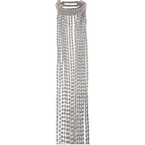 Haaraccessoire für Damen und Mädchen: lange Quastenkette, verziert mit silbernen Strasssteinen, WZ-1574R. (1/5)