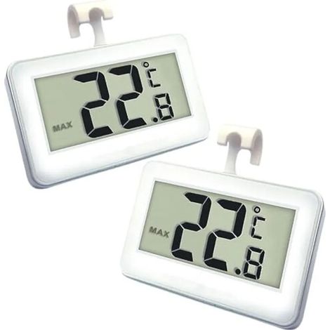 Thermomètre pour réfrigérateur, thermomètre numérique pour congélateur, écran LCD facile à lire, fonction d'enregistrement MAX/MIN, idéal pour une utilisation intérieure/extérieure/domestique (Whi (1/5)