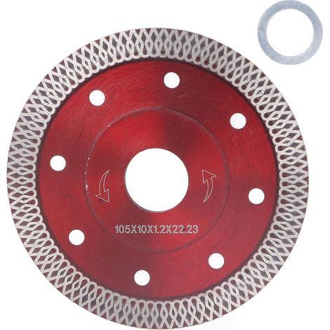 Lame de scie diamantée rouge 4 pouces pour la découpe de carrelage en porcelaine, céramique, granit, marbre et brique. Idéale pour le meulage et le polissage. (1/5)
