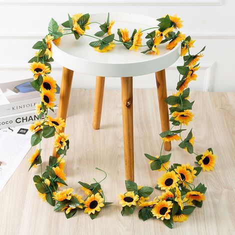 Tournesol Artificiel - 250 cm - Diamètre Tête Fleur 6,5 cm - Résistant aux Intempéries - Sans Arrosage - 26 Fleurs (1/5)