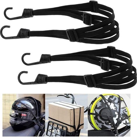 Tendeurs Elastique avec Crochets, 2 Pièces Étendeur Sangle Bagage Réglables, Sangle Élastique avec 4 Boucles Coulissantes pour Moto Fixation de Casque Bagages Sac en Bandoulière (1/5)