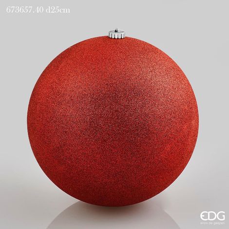EDG Enzo De Gasperi Palla Natale Poly D 25 Cm Glitterata con Polybag Red1 Pz