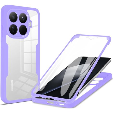 Coque pour Xiaomi 15T Pro avec Protection D'écran, Étui Avant et Arrière 360 Degres Antichoc Housse, Antirayures Robuste Bumper Transparente Case, Violet (1/5)
