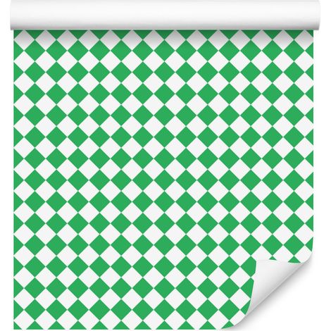 Papel pintado geométrico con rombos en tonos menta, verde y blanco, 50x1000 cm. (1/5)