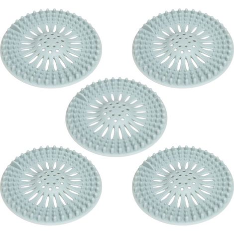 Cache-cheveux en silicone durable pour bonde de douche, facile à installer et à nettoyer, convient pour baignoire et salle de bain (bleu). (1/5)