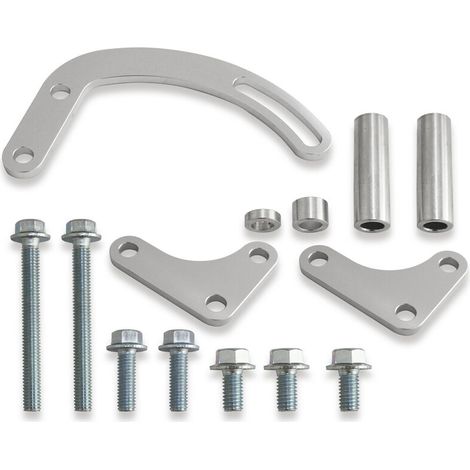 RHG Le support de pompe de direction assistée SBC définit le remplacement réglable en alliage d'aluminium pour Chevy (argent) (1/5)
