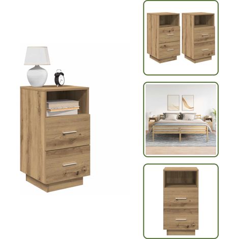 The Living Store Nachttische 2 Stk. mit 2 Schubladen Artisan-Eiche 36x36x68 cm - Nachtkommode (1/5)