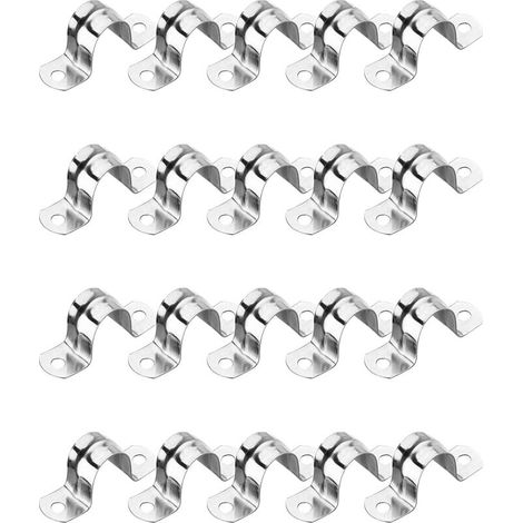 20PCS 20mm 304 Clips de tuyau en acier inoxydable Pince de tube en U Sangle de tube à deux trous avec Lefou (1/5)