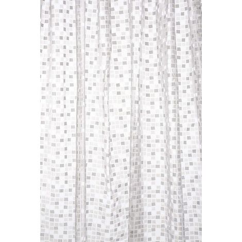 Croydex Waterproof Shower Curtain Silver Mosaic Fully PVC , 1800 x 1800m (1/5)
