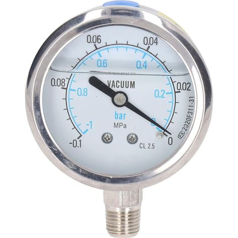 Vacuum Pressure Gauge Water Pressure Gauge Double Scale Pressure Gauge Oil Pressure Tester for Air Pressure Water Pressure (-0.10Mpa) (1/5)