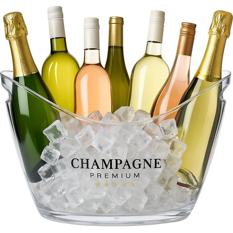 Secchiello per ghiaccio da champagne, 8 litri, trasparente con manici (1/2)