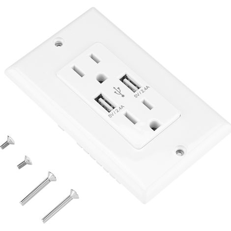 Chargeur mural USB 2 ports avec prise adaptateur et protection contre les surtensions, station de charge à double port USB. (1/5)