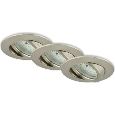 LED Einbauleuchten Dimmbar Schwenkbar 3er Set 5,5 W silber Kunststoff Briloner