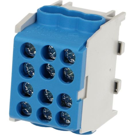 Bornier enclipsable bleu sur rail DIN – 2 entrées 25mm² et 4 entrées 16mm² – Pour câblage électrique professionnel – Markenartikel