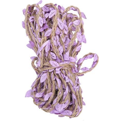 Guirlande tressée de 10 mètres en ruban de feuilles artificielles, corde de chanvre, accessoires de bricolage pour bouquets - Violet (1/5)