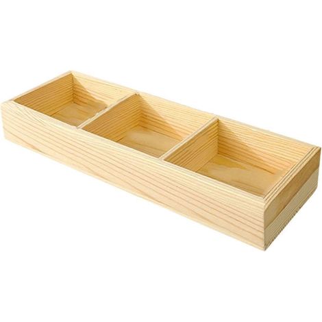 Rechteckige Aufbewahrungsbox aus Holz fürs Büro, mit mehreren quadratischen Fächern (3 Fächer) (1/5)