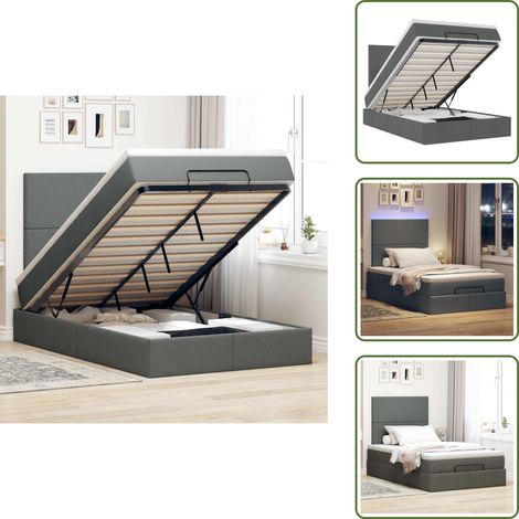Coprimaterasso - vidaXL Struttura Letto Pouf con Materasso 120x200 cm in Tessuto - Luci a LED