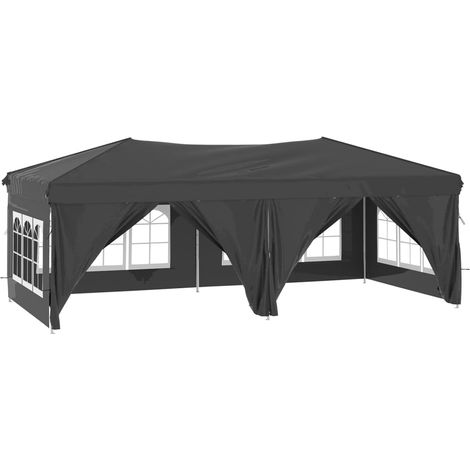 Tente de réception pliable, Pavillon, Pergola, Tente de jardin, avec parois Anthracite 3x6 m OIB3648E (1/5)