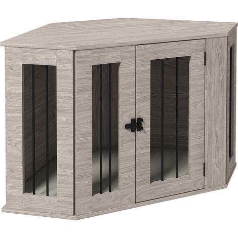 Hundebox aus Sperrholz in Walnussoptik mit Kissen und Schnappverschluss 104 x 55 x 63 cm MODENUIT (1/4)