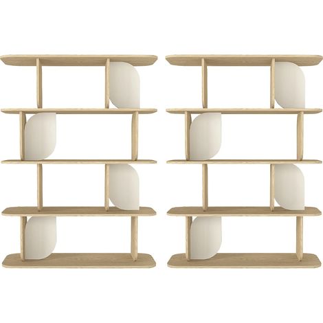 Scaffale con 4 ripiani Naturale chiaro e beige - Lotto di 2 - NELERIA (1/3)