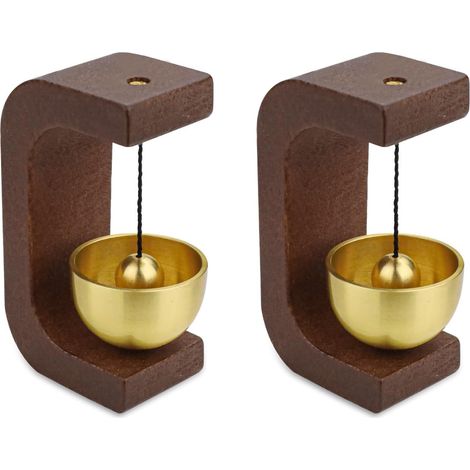 Lot de 2 carillons à vent vintage en bois avec finition noyer, carillon de porte d'extérieur naturel avec des tons apaisants, décoration de porche confortable pour la maison, le jardin, la ferme (1/5)