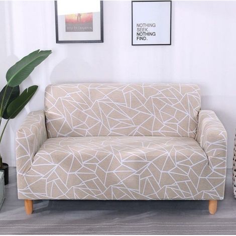 Housse de Canapé Extensible 2 Place Couverture Canapé avec Accoudoirs, lignes simples, kaki[SFT46] (1/5)