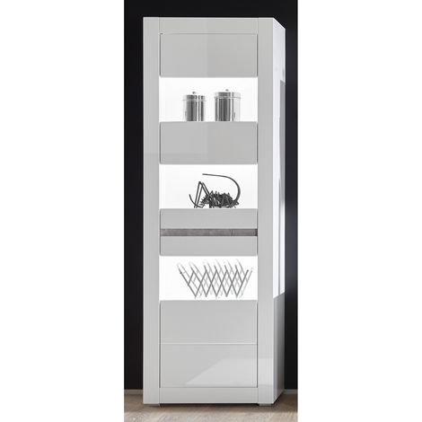 Standvitrine COGO-61 in weiß Hochglanz inkl. Beleuchtung modernes Design mit Griffmulden BxHxT: 66x198x35cm (1/5)