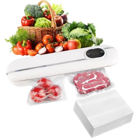 Selladora al vacío 5 en 1, con modos para alimentos secos y húmedos, incluye 100 bolsas de vacío, ideal para cocinar y conservar alimentos.