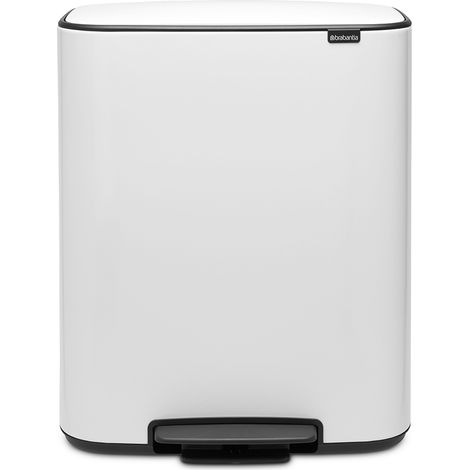 Brabantia Bo Pedal Bin Pattumiera da Cucina, Acciaio, Bianco, 60 Litri (1/5)