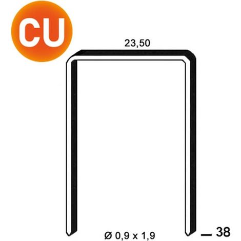 10 000 Agrafes Cuivrées Jk590-38 - 23.5x38x0.9x1.9 mm - D-Work