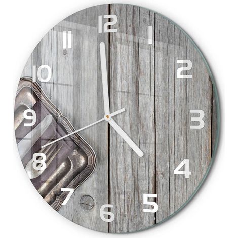 Horloge Murale Ronde Sans Tic-Tac en Verre Moderne Chambre Bureau Couverts sur des planches fi 30 cm (1/5)