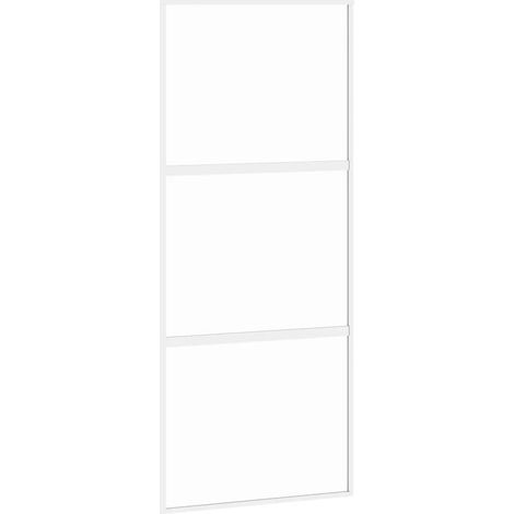 Maison Exclusive - Porta Scorrevole Bianca 90x205 cm Vetro Temperato e Alluminio