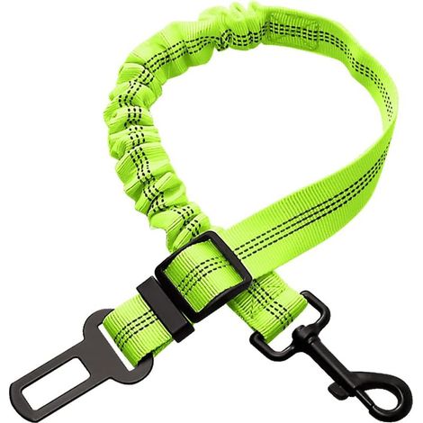Ceinture de Sécurité pour Chien Voiture avec Absorption des Chocs Durable Réglable Elastique Fils Réfléchissants et Mousqueton Solide pour Tous Les Chiens et Chats Animaux (Vert) (1/5)