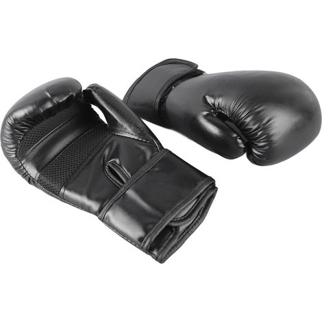 Gants de Boxe 8oz en PU Noir avec Fermeture Velcro pour Entraînement et Sac de Frappe