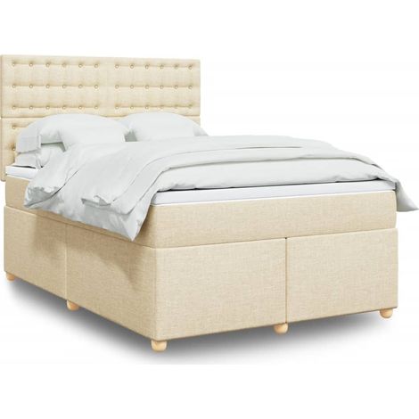 Boxspringbett mit Matratze Creme 140x200 cm Stoff
