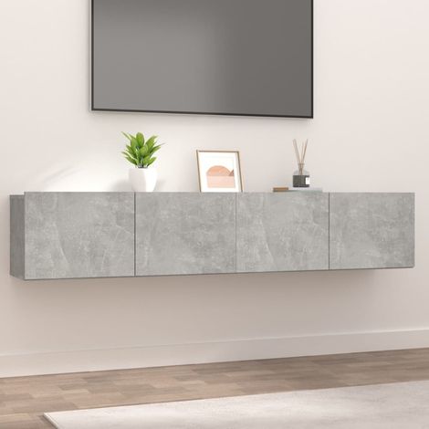 Lot de 2 Meubles TV Mondernes Banc TV de Salon Gris béton 80x30x30 cm Bois d'ingénierie -FR17803 (1/5)