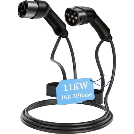 Cable de carga para vehículos eléctricos, 3 metros de longitud, clasificación IP65, 11 kW. (1/2)