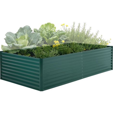 GARVEE -Potager Surélevé Métal Galvanisé 240x120x60 cm avec Couvercle - Carré Potager Anti-Rouille pour Légumes et Fleurs Vert (1/5)