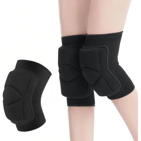 Genouillères de volley-ball pour femmes – Protège-genoux antidérapants pour yoga, danse, basket-ball, gym – Genouillères respirantes pour filles et femmes (Noir, Moyen) (1/5)