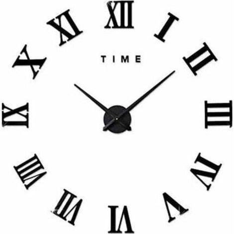 Moderne DIY-Wanduhr mit großen römischen Ziffern, große Uhrenaufkleber, 3D-Wanduhr, Dekoration für Zuhause oder Büro, abnehmbar (Batterie nicht enthalten), Gold (1/4)