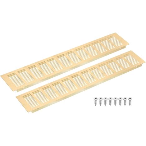 Grille D'Aération, 2Pcs 500 x 100mm - Grille De Retour D'Air En D'Alliage D'Aluminium, À Lames Rectangulaires Pour Armoire À Chaussures Dressing (Doré) (1/5)