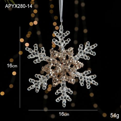 Suspensions de Noël en acrylique transparent à paillettes, ornements flocon de neige pour sapin, décoration festive pour maison, vitrine, fête et ambiance hivernale (1/4)