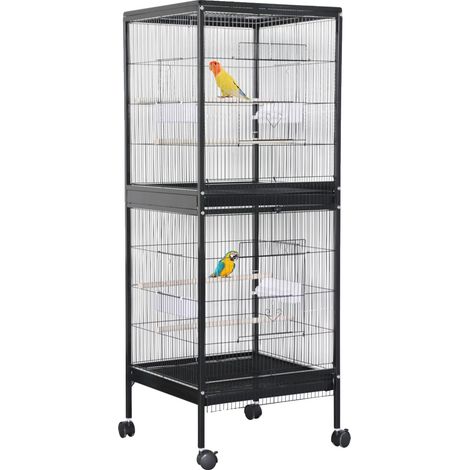 Vogelkäfig, vielseitiger Lebensraum, einfacher Zugang, schwarz (1/2)