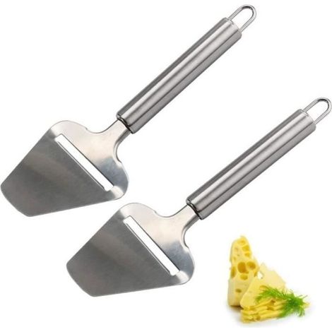 (Silver) Stainless Steel Hard Cheese Slicer, 2 Pcs Cheese Scraper, 22 cm, Cheese Cutter, Thick Cheese, Width (1/4)