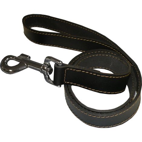Laisse noir en cuir, Longue laisse pour chien 1,20m, Souple et Résistante (1/3)
