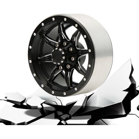 4 Roues en Alliage Noir 1.9 Pouces pour Véhicule RC 1/10 Tout-Terrain (1/5)