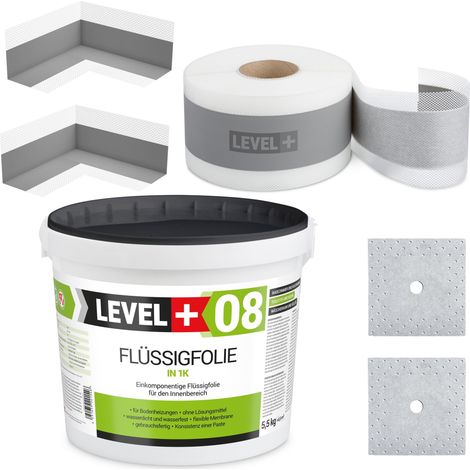 LEVEL+ Dichtset für Duschabdichtung Bad Dichtband Flüssigfolie 5,5kg SET13 (1/3)