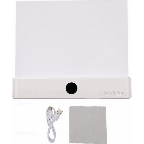 Wiederaufladbare, flache LED-Leselampe mit USB-Anschluss, Timer und verstellbarem Bedienfeld, weiß. (1/5)