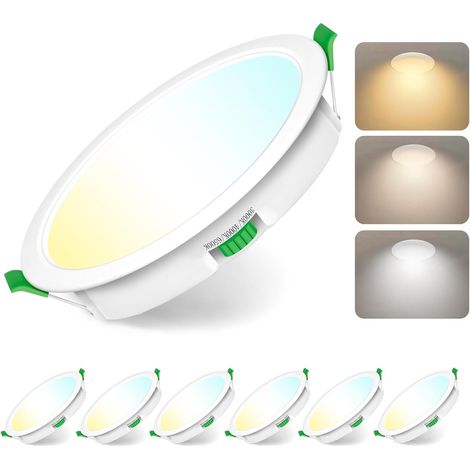 Spot Led Encastrable Salle de Bain,Spots LED 230V, 7W Trou Φ 65-75mm, IP44, Dimmable, Spot Led Encastrable Extra Plat, Blanc Chaud 3000K Blanc Neutre 4000K Blanc Froid 6500K, Lot de 12